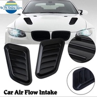 Car Intake Scoop Turbo Bonnet Vent Hood Air Vent Trim Decor Cover Gloss Black 02PCS Universal