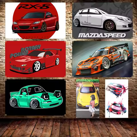 90X150CM 3X5FT Cool M Car RX7 Flag Polyester Printed Racing Car Banner For Room Decor Decoration Gar