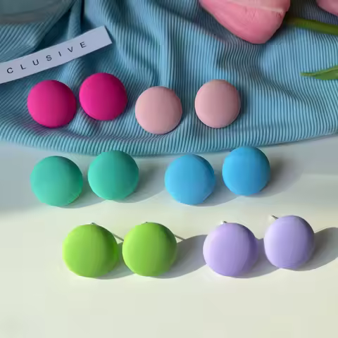 2026 Summer New Trendy Acrylic Frosted Round Geometric Stud Earrings for Women Fashion Bijoux Person