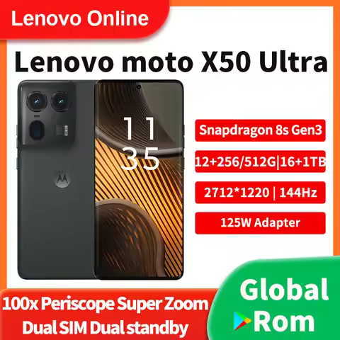 Global ROM Moto X50 Ultra 5G Phone - 6.7" 144Hz, Snapdragon 8s Gen3, 50MP Front, 100x Periscope AI C
