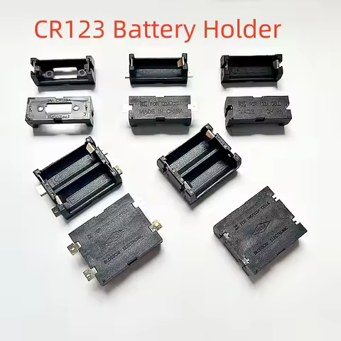 DIY CR123 Lithium SMT THM Battery Holder Case Box Clip Black for CR123A Li-ion Battery Socket Holder