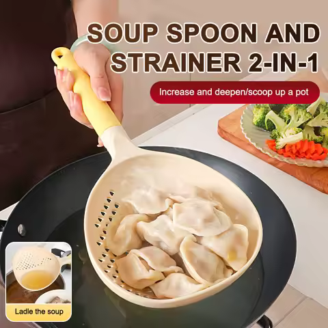 2in1 Heat-Resistant Kitchen Gadget Large Size Soup Ladle with Draining Feature Long Handle option of