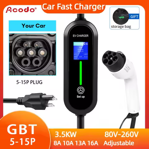 Acodo Eletric Vehicles Charger 3.5KW 16A 3.5M GBT Charger Type 1 5-15P 220V Portable EV Charger Fast