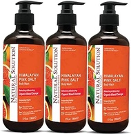 Natural Solution Body Wash, Organic Blood Orange With Himalayan Pink Salt, Refreshing &amp; Balancing - Pack of 3