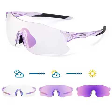 Kapvoe Purple Photochromic Running Sunglasses Outdoor Sports Bike Marathon Cycling Glasses Mountain 