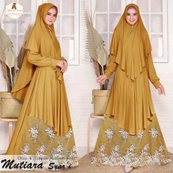 Gamis Pesta Syari Brukat Mutiara Bordir 3D Gamis Syari Muslim Gaun