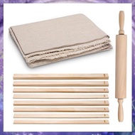 (Y W Z H)12 Pcs Pottery Tools 1 Wood Rolling Pin and 10 Pcs 5 Size Teaching Rolling