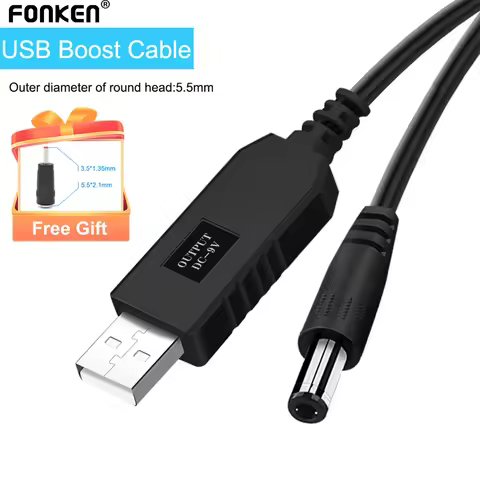 Fonken DC 5V to 12V Step-up Cord WiFi to Powerbank Cable Connector USB Cable Boost Converter for Wif