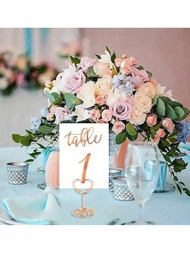 6入組50mm桌號架,愛心備忘夾,玫瑰金金屬婚禮用桌卡架,創意卡片架,適用於照片、婚禮宴會菜單、名片和記事