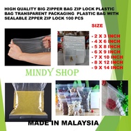 100PCS 6" X 9" THICK TRANSPARENT PACKAGING PLASTIC ZIPPER  BAG WITH ZIP LOCK / ZIPPER BAG / ZIP BAG / 6X9  ZIPPER BAG