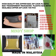 100 PCS THICK ZIPPER BAG / ZIPPER ZIP LOCK PLASTIC BAG  2" X 3"  4" X 6"  5" X 8"  6" X 9"  7" X 10" 8" X 12"  9" X 14"