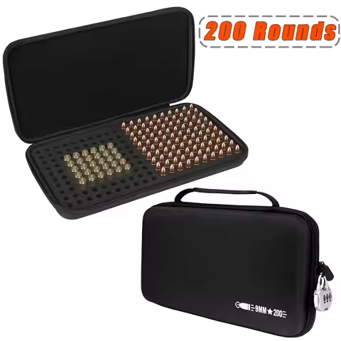 200 Rounds 9mm Ammo Storage Case Lockable Travel Safe Storage Box for 9MM Luger, 380 ACP, 32 ACP, 30