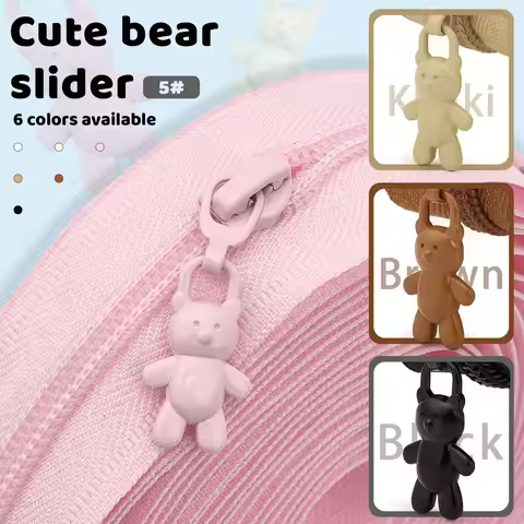 1 set = 4.5 meters zipper + 10 bear zipper heads, 5 #colored zipper, with cute bear zipper heads,