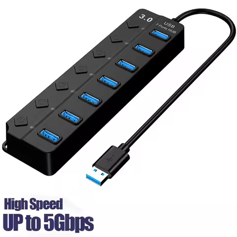 7 In 1 USB HUB USB 3.0 Switch USB Hub 2.0 Adapter High Speed Multi 7 Port Hub USB On/Off Switch Port