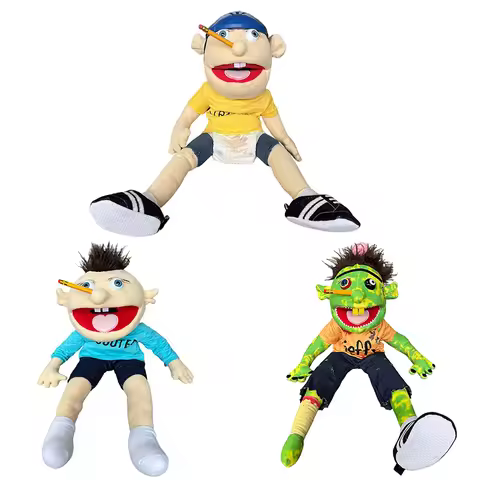 New Jeffy Hand Puppet Children Hand Puppets Talk Show Party Prop Weird Open Mouth Jeffy Boy Hand Pup