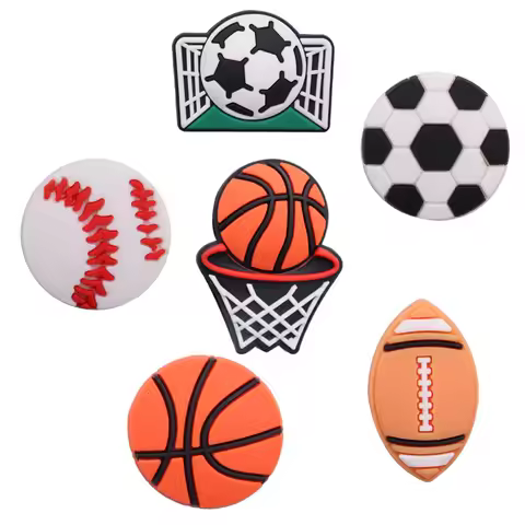1PCS PVC Shoe Charms Sports Ball Soccer Baseball Rugby Basketball Buckle Clog Fit Wristbands Garden 
