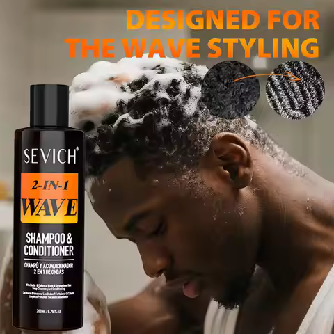200ml Wave Shampoo For African Men Biotin 360 Style Curly Hair Cream Deep Clean High Shine Hair Poma