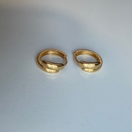 22k Gold Hoop Earrings - 916 Pure Gold(Size 1mm) 916 gold hoop/pure gold (2.33g)