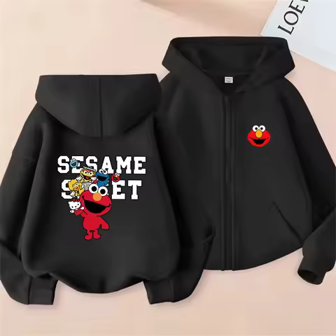 Elmo SESAME STREET Zipper Style Hoodies Boys Coat Children Girls Pink Age 3-12 Leisure Kids Sweatshi