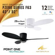 Point One Ceiling Fan Led Light Pzero F63 EC Motor 42" 52" Black & White Color SG Seller Warranty
