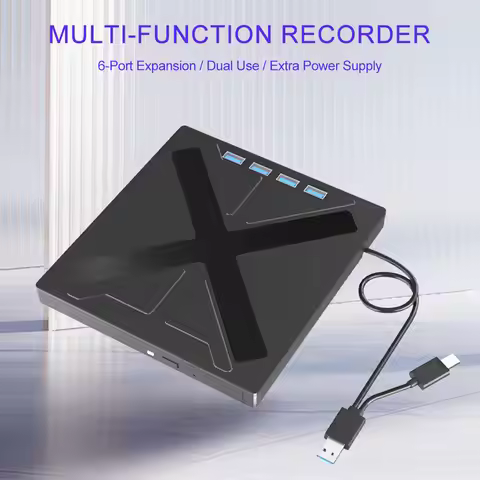 CD/DVD Player USB3.0 Type-C Disk Duplicator Drive Compatible with Win Mac OS Portable CD Drive TF Mi
