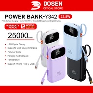 DOSEN Original Powerbank fast charging  Y342 PD22.5W Portable 25000mAh Comes with three wires
