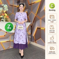 Zonbig Faux Ao Dai Dress Middle-Aged Ao Dai Made of Chiffon - Y1908
