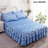 DANLE【จัดส่งฟรี】กระโปรงหนากันลื่นสำหรับเตียงชายเตียงแบบลูกไม้2ชั้นกระโปรงผ้าปูเตียงเตียงแบบชิ้นเดียว