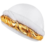 Turban untuk Lelaki, Pembalut Kepala Halo, Turban Durag Berlapis Satin Sutera Elastik dengan Hiasan 