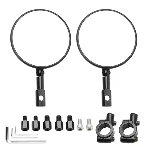 Handlebar End Mirror SUPERBIKE Mirrors - Black - Round for Supermoto Enduro