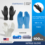 Nitrile Disposable Glove Powder Free 9 INCH Nitrile Gloves Black Blue White Sarung Tangan Tebal