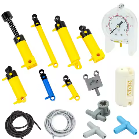 MOC Bricks Technical Parts Pneumatic Pump Small (6L) V2 with Reinforced Cylinder 47225 19478 4697 Co