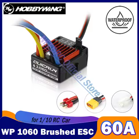 HOBBYWING QuicRun WP 1060 60A Waterproof Brushed ESC 2-3S LiPo for 1/10 RC Touring Car Buggies Truck