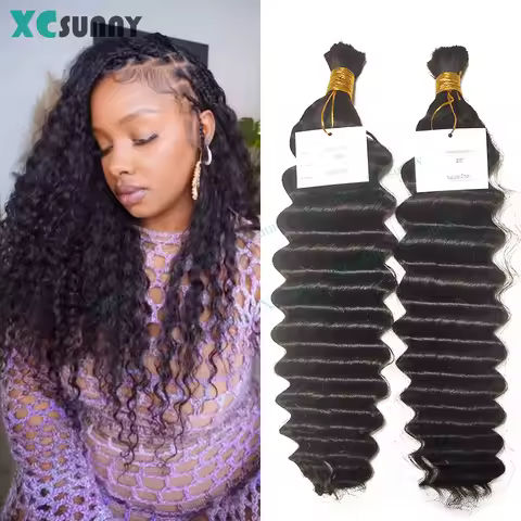Bulk Human Hair Deep Wave For Braiding Deep Curly No Weft Double Drawn Bulk Human Hair For Boho Brai