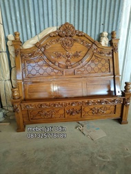 dipan ranjang koi kayu jati ukir Jepara 160