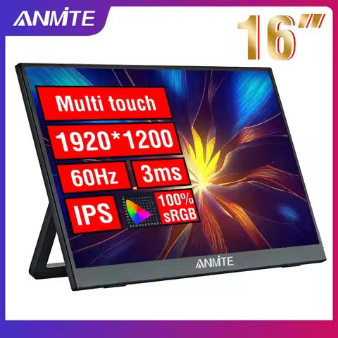 Anmite 16-Inch Portable Touch Monitor Non-touch optional 1200P HDR 16:10 For XBox PS4 / 5 Switch Cel