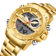 Yashidun Men's Chronograph Analog Digital Watch Gold Stainless Steel 3atm Waterproof