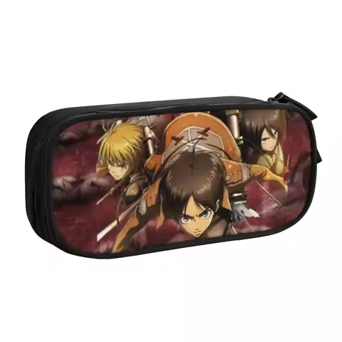 Attack On Titan Eren Levi Pencil Cases Cute Shingeki no Kyojin AOT Pen Box Bags Kids Large Storage S