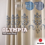 MR.CURTAIN Olympia Langsir Blackout Siap Jahit Bunga Cangkuk & Ring / Ready Made Curtain Hook Ring