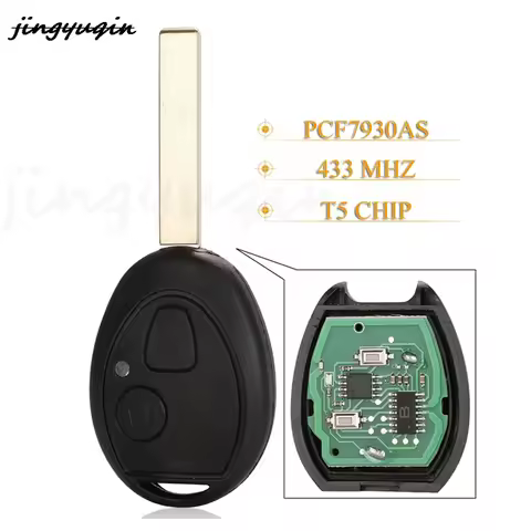 jingyuqin 2 Buttons Remote Car Key Fob 433Mhz T5 PCF7930AS For Land Rover 75 For Mini Cooper S R50 R