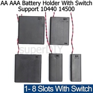 AA AAA Battery Holder Casing With ON/OFF Switch / Cover Case Lead Wire 14500 10440 18650 Container Pemegang Batteri box