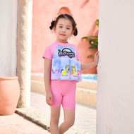 Children Children's Buoyancy Swimsuit Female Cute Girl Cartoon One-Piece Short-Sleeved Children Baby
