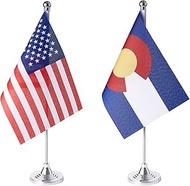 ZXvZYT 2 Pack American US Colorado flag USA Colorado CO State table flag,Small Mini United States De