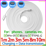 【Ready Stock】1m 2m 3m 5m 8m 10m Long USB Charging Cable Data Transmission Compatible for iPhone Micr