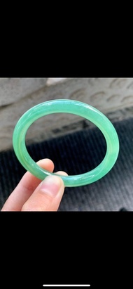 冰種翡翠天然翡翠玉鐲A玉手鐲 玉鈪 • 糯冰種滿綠翡翠圓鐲