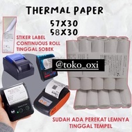 (min. buy 5) Direct Thermal Sticker Label 58mm x 5 meters THICK Thermal Sticker Paper Label 57x30 58