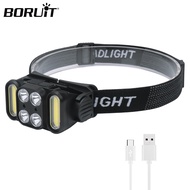 BORUiT LED Induction Headlamp Type-C Rechargeable Powerful Waterproof Camping Fishing Headlight