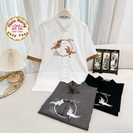 Traditional temple outfit for men embroidered with cranes Blue temple outfit short sleeve Japanese l