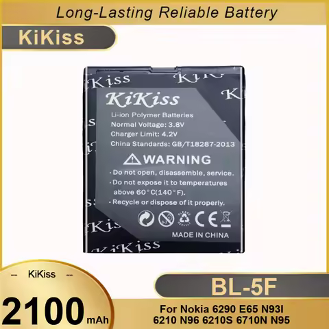 For Nokia 6290 E65 N93i 6210 N96 6210S 6710N N95 Lightweight Mobile Phone Battery 2100mAh BL-5F