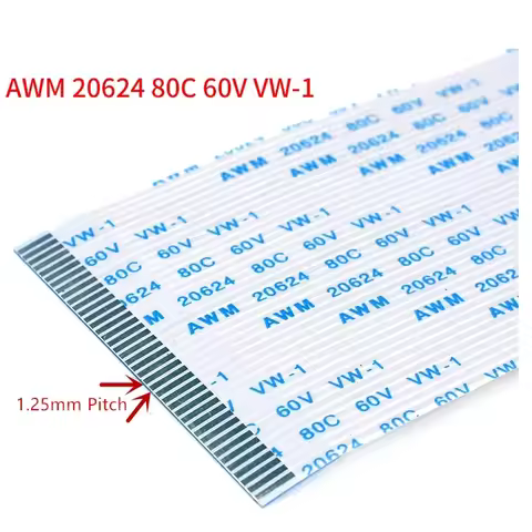 FPC FFC AWM 20624 1.25mm FPC Flexible Flat Cable 1.25 Pitch 20624 80C 60V VW-1 19/21/23/25/27/29P